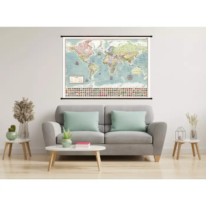 Aranż - Świat polityczny - stylizowana mapa ścienna, 1:30 000 000, ArtGlob